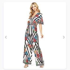 Flying tomato floral stripe jumpsuit